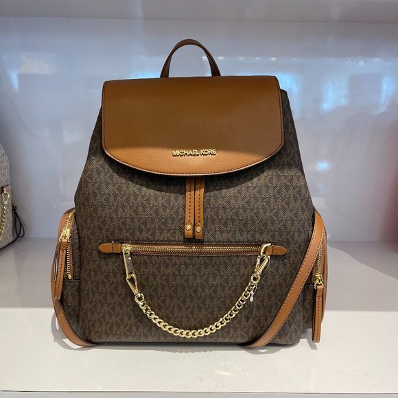 Michael Kors Jet Set Item Large Chain Backpack MK Brown - Picture 2 of 11